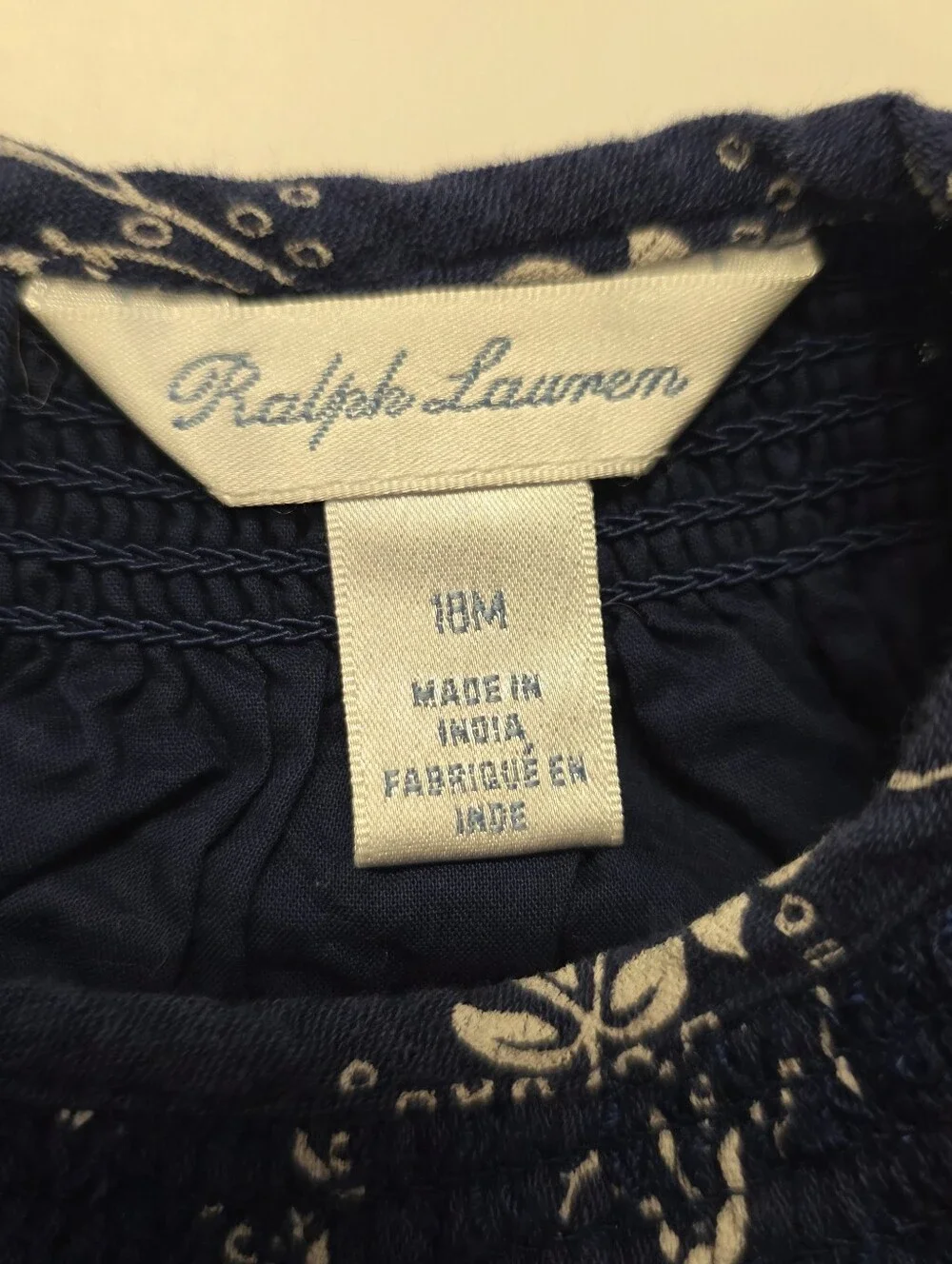 Ralph Lauren Navy and White Floral Dress With Diaper Cover